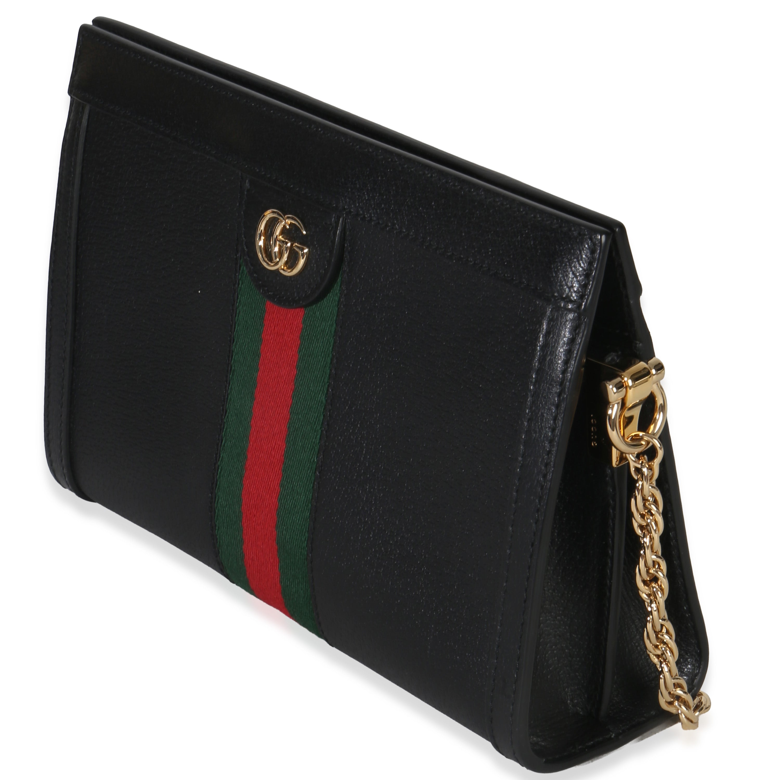 Gucci Black Calfskin GG Ophidia Small Web Chain Bag