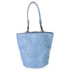 Blue Intrecciato Trimmed Cervo Small Bucket Bag