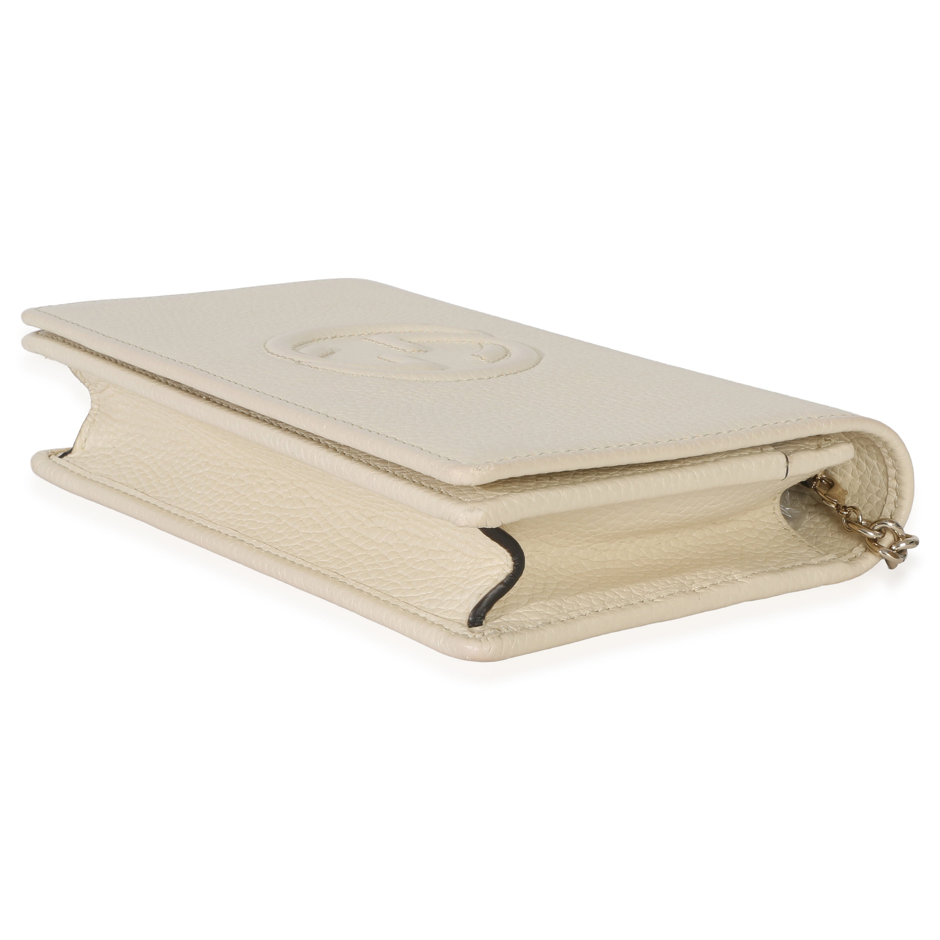 Gucci Cream Pebbled Calfskin Soho Wallet On Chain