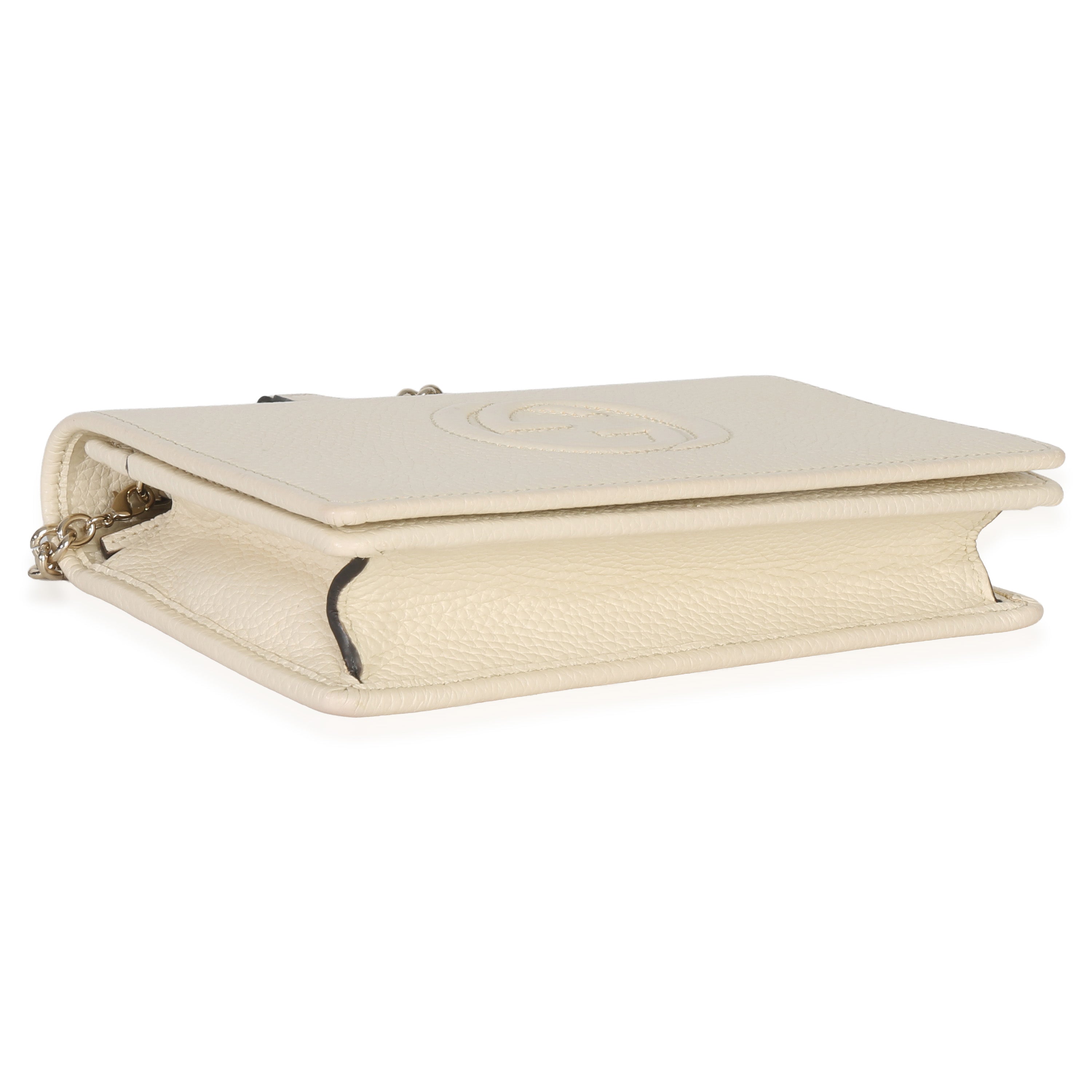 Gucci Cream Pebbled Calfskin Soho Wallet On Chain
