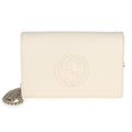 Gucci Cream Pebbled Calfskin Soho Wallet On Chain