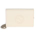 Gucci Cream Pebbled Calfskin Soho Wallet On Chain