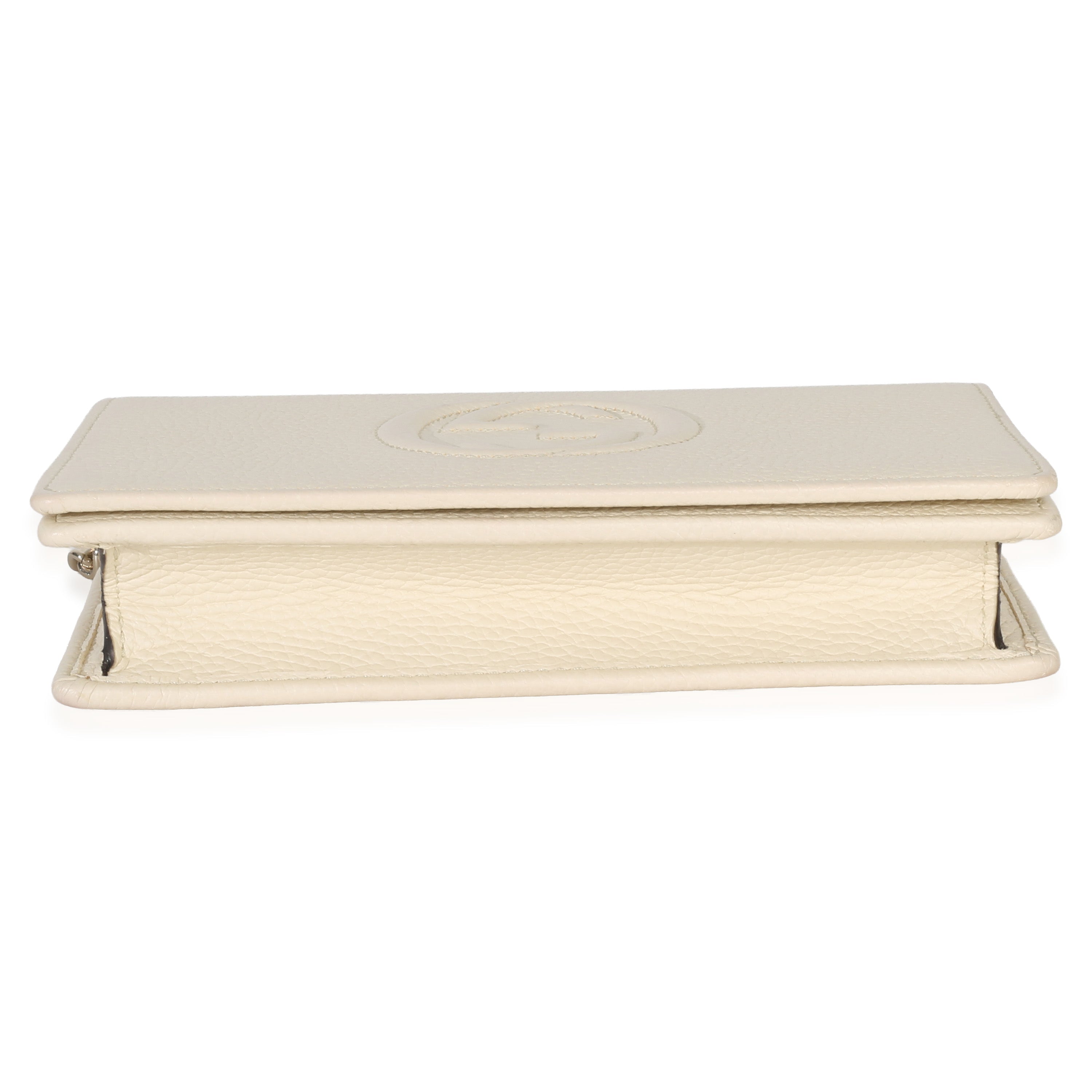 Gucci Cream Pebbled Calfskin Soho Wallet On Chain