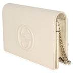 Gucci Cream Pebbled Calfskin Soho Wallet On Chain