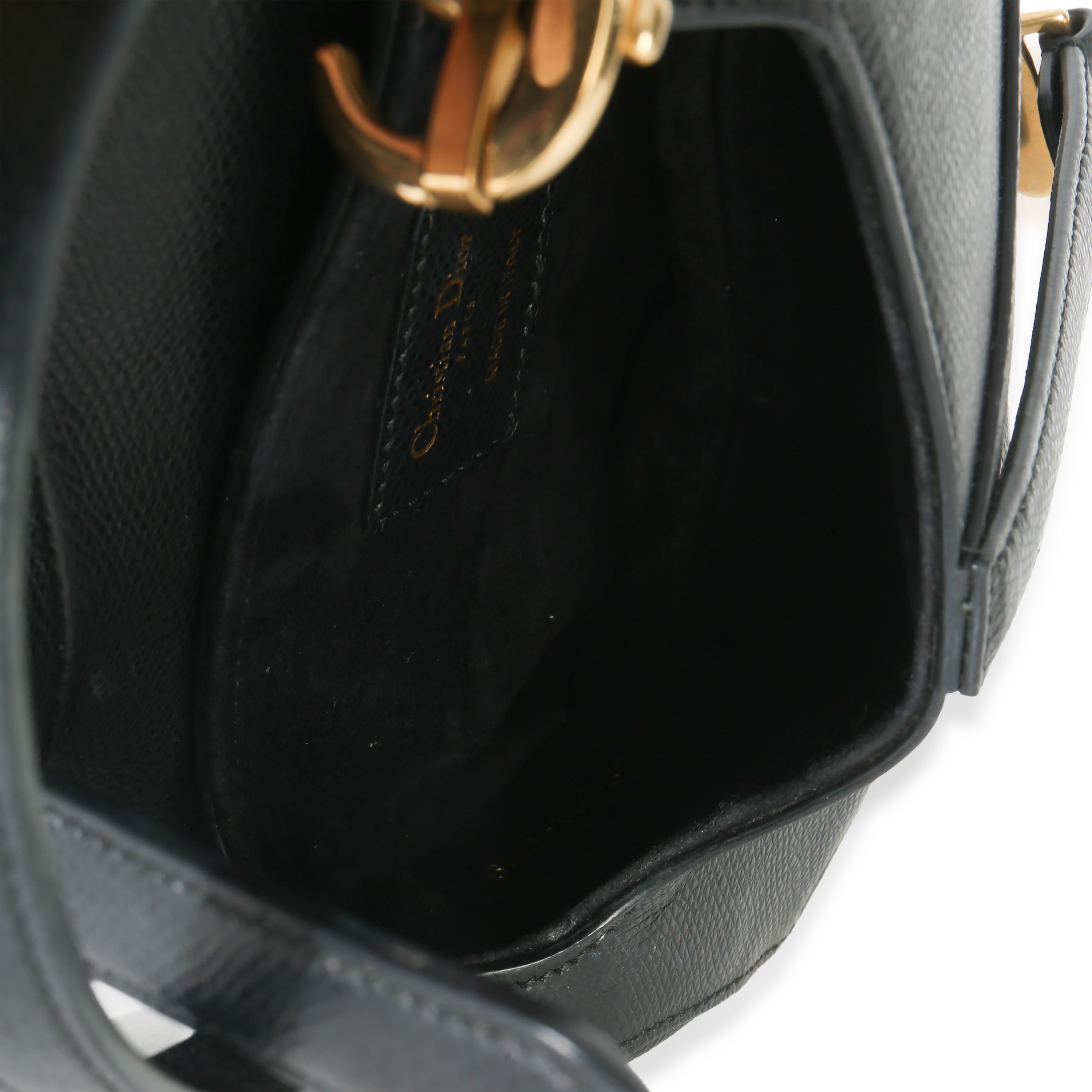 Christian Dior Black Grained Calfskin Mini Saddle Bag