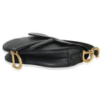 Christian Dior Black Grained Calfskin Mini Saddle Bag