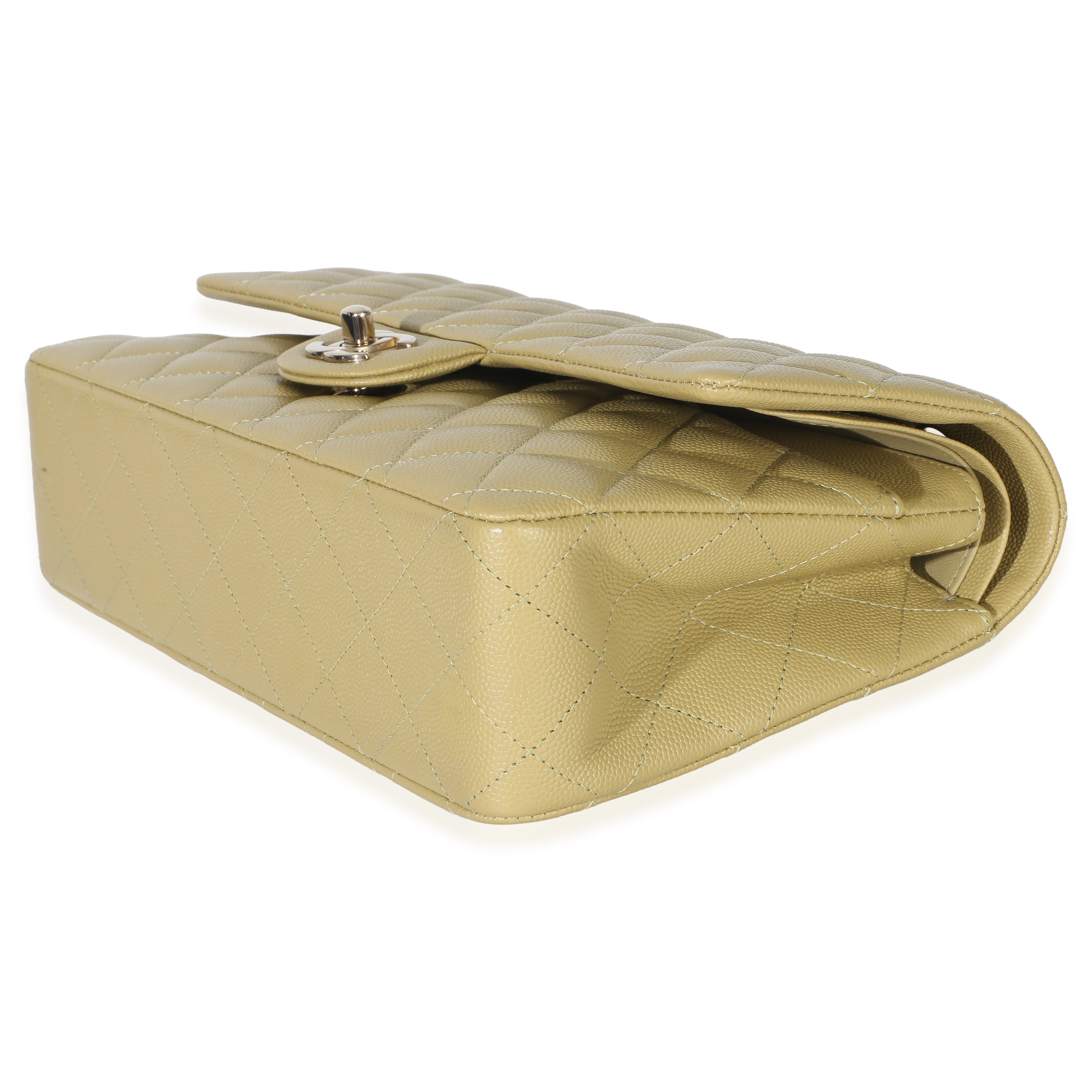 Chanel Olive Quilted Caviar Medium Classic Double Flap Handbag