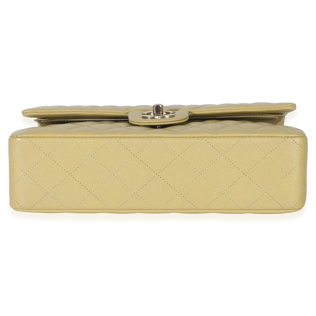 Chanel Olive Quilted Caviar Medium Classic Double Flap Handbag