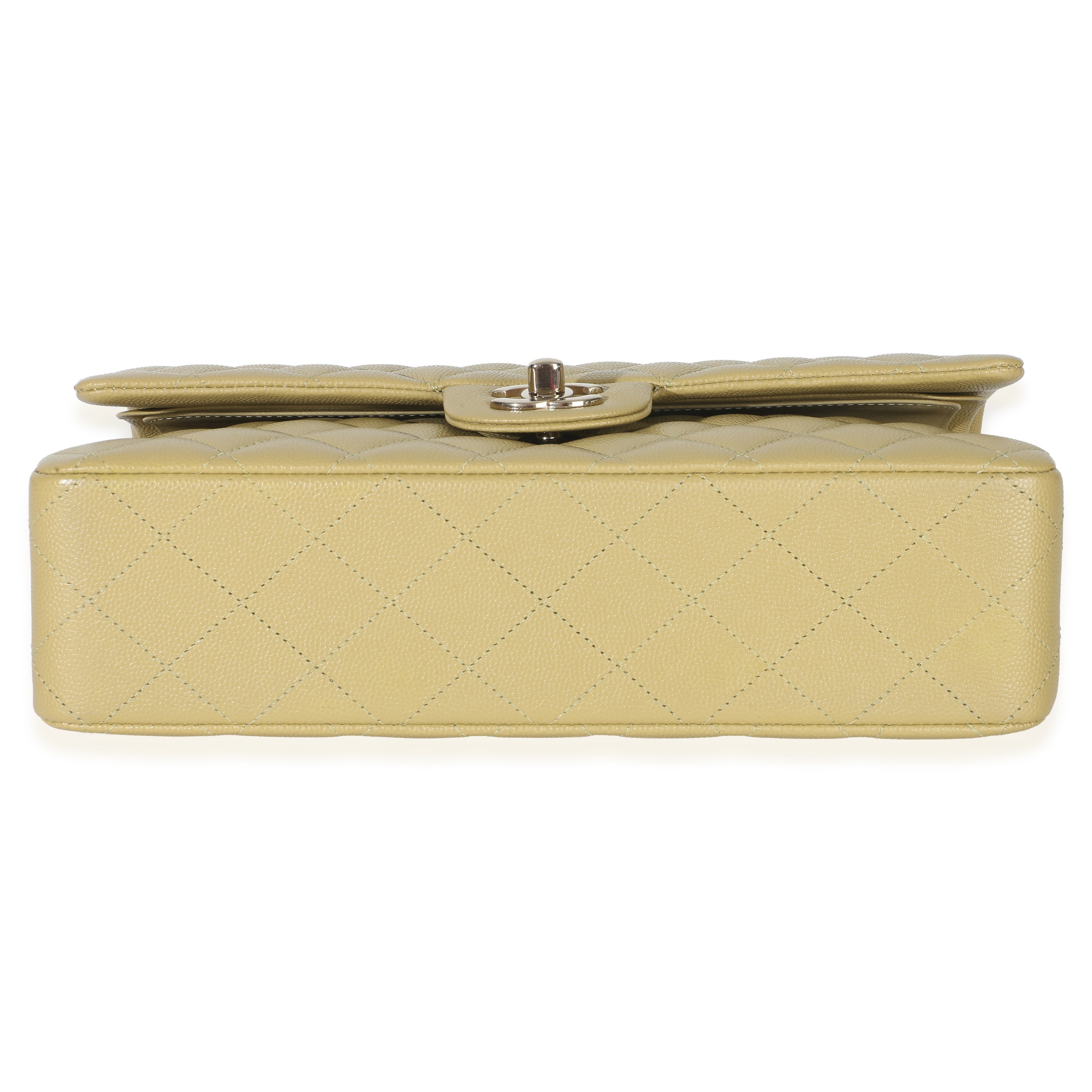 Chanel Olive Quilted Caviar Medium Classic Double Flap Handbag