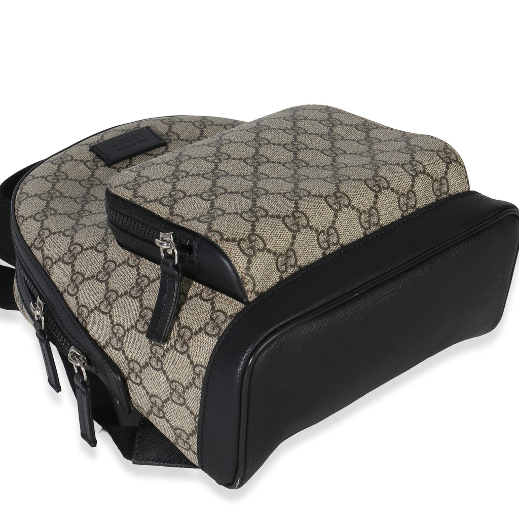 Gucci Black Beige GG Supreme Canvas Eden Small Backpack