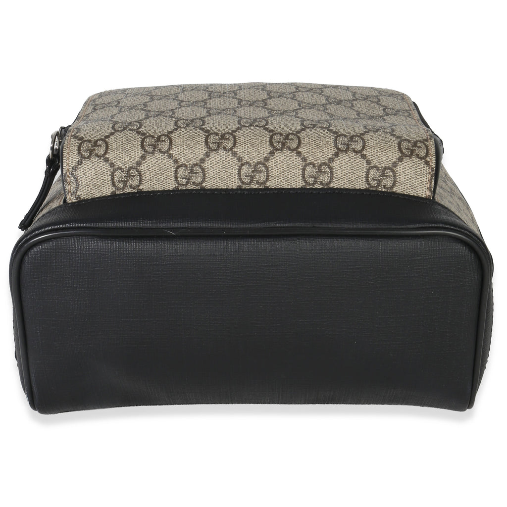 Gucci Black Beige GG Supreme Canvas Eden Small Backpack