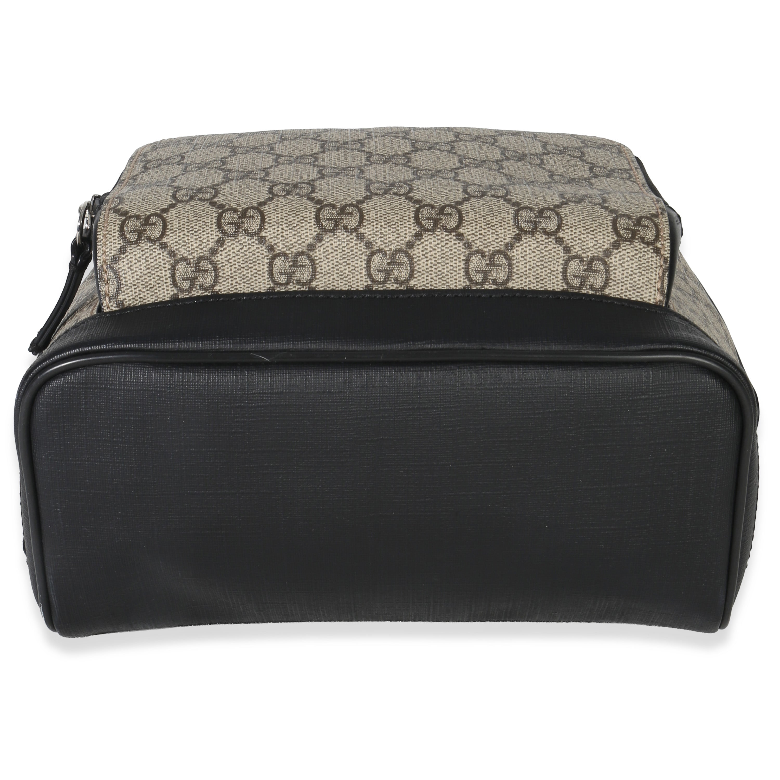 Gucci Black Beige GG Supreme Canvas Eden Small Backpack