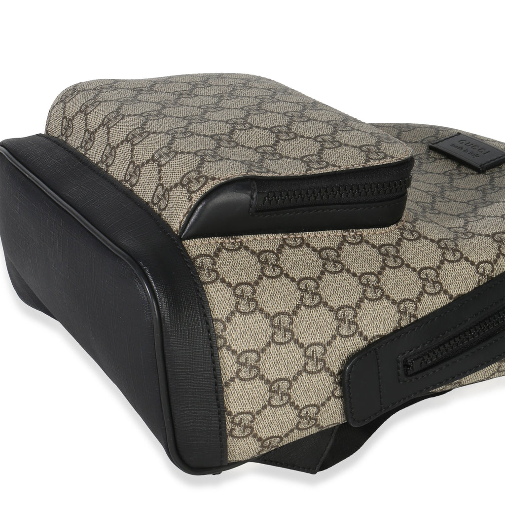 Gucci Black Beige GG Supreme Canvas Eden Small Backpack