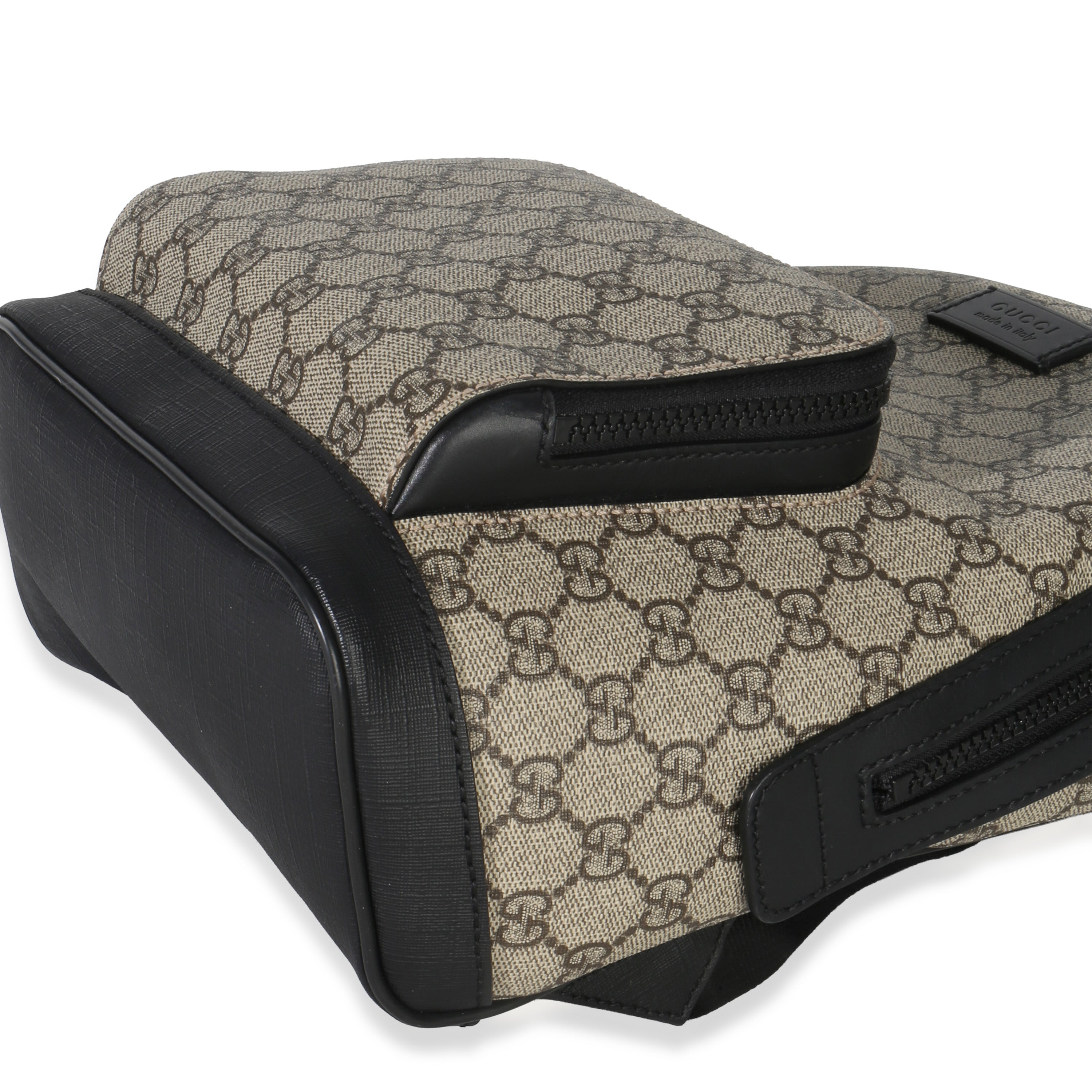 Gucci Black Beige GG Supreme Canvas Eden Small Backpack