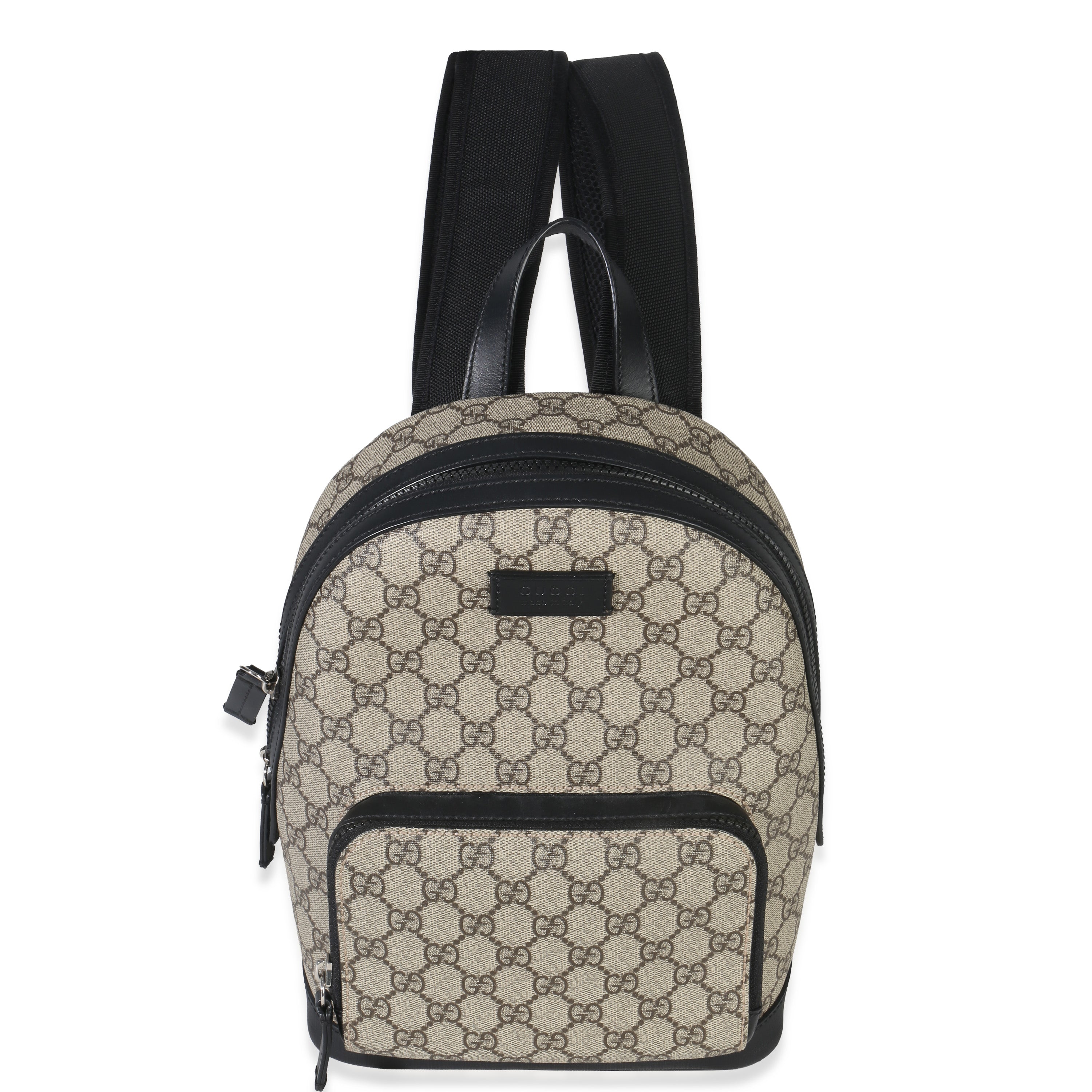 Gucci Black Beige GG Supreme Canvas Eden Small Backpack
