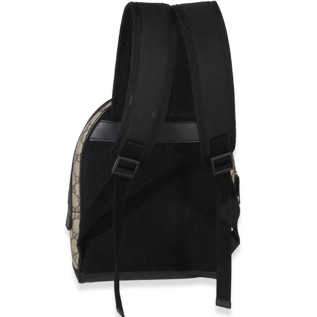 Gucci Black Beige GG Supreme Canvas Eden Small Backpack