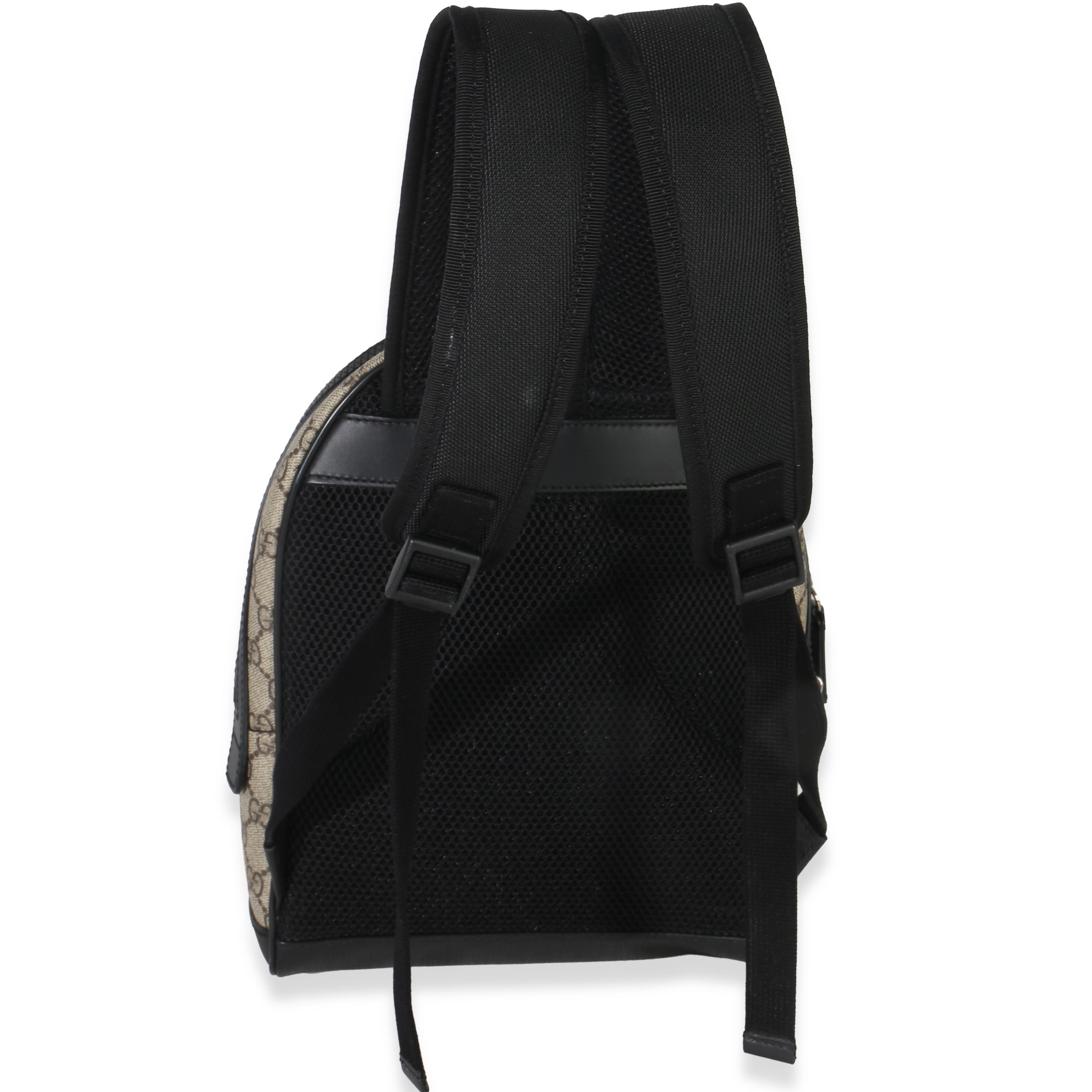 Gucci Black Beige GG Supreme Canvas Eden Small Backpack