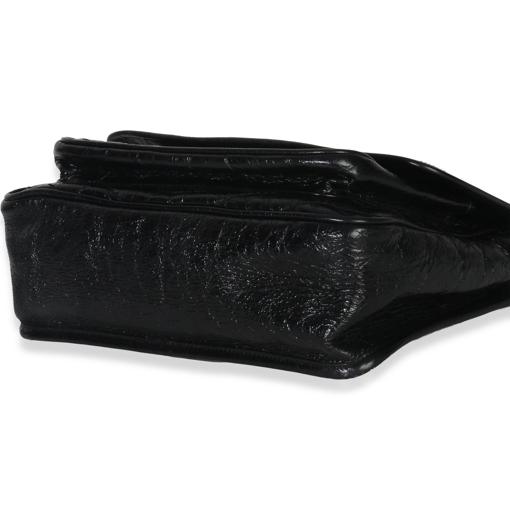 Saint Laurent Black Crinkled Calfskin Matelasse Medium Niki Chain Satchel