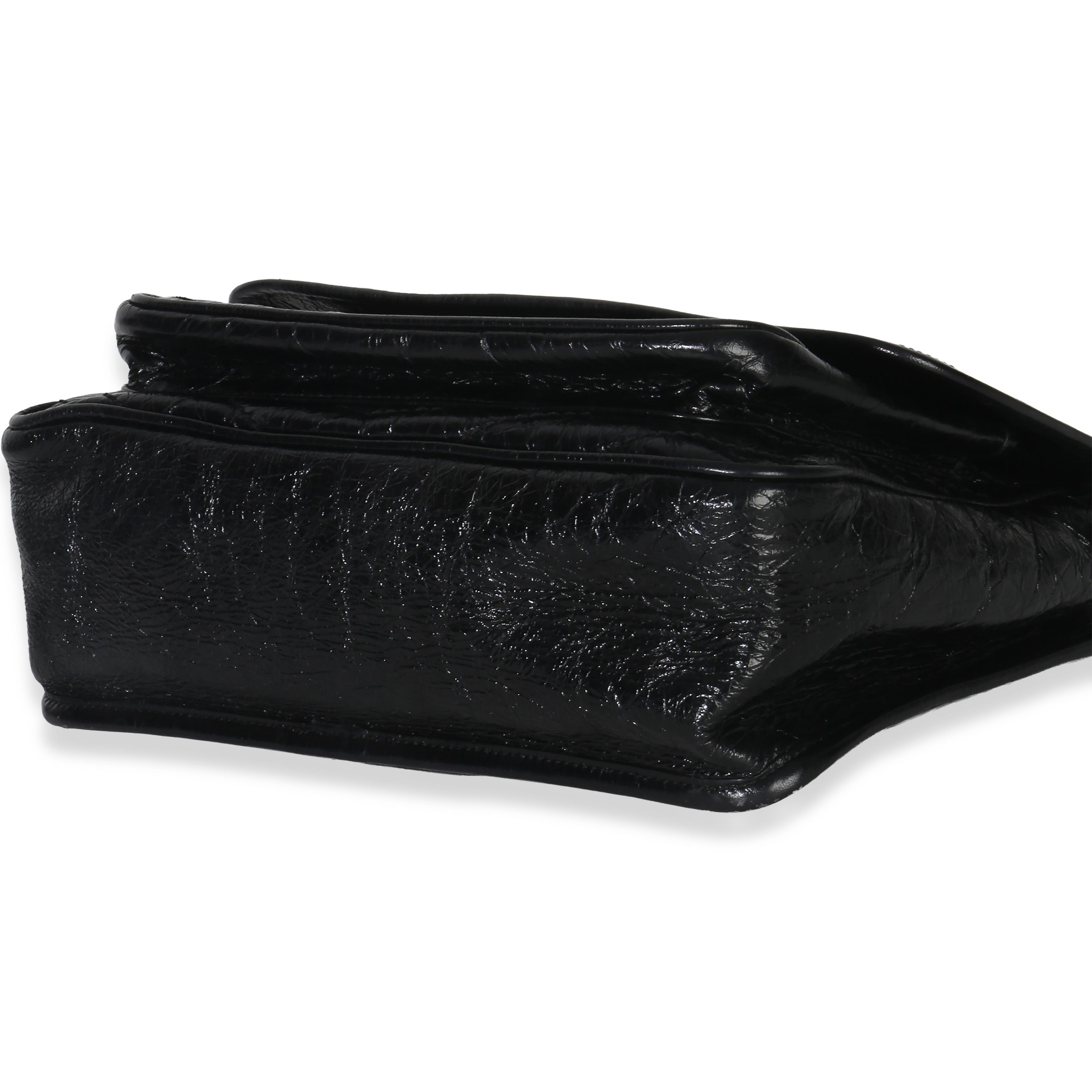 Saint Laurent Black Crinkled Calfskin Matelasse Medium Niki Chain Satchel