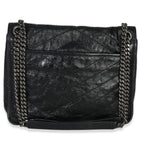Saint Laurent Black Crinkled Calfskin Matelasse Medium Niki Chain Satchel