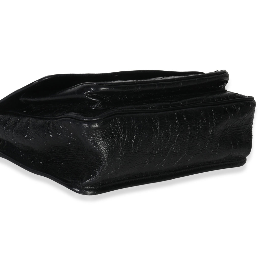 Saint Laurent Black Crinkled Calfskin Matelasse Medium Niki Chain Satchel