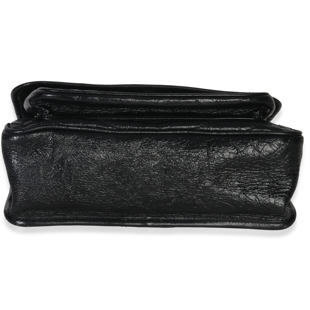 Saint Laurent Black Crinkled Calfskin Matelasse Medium Niki Chain Satchel