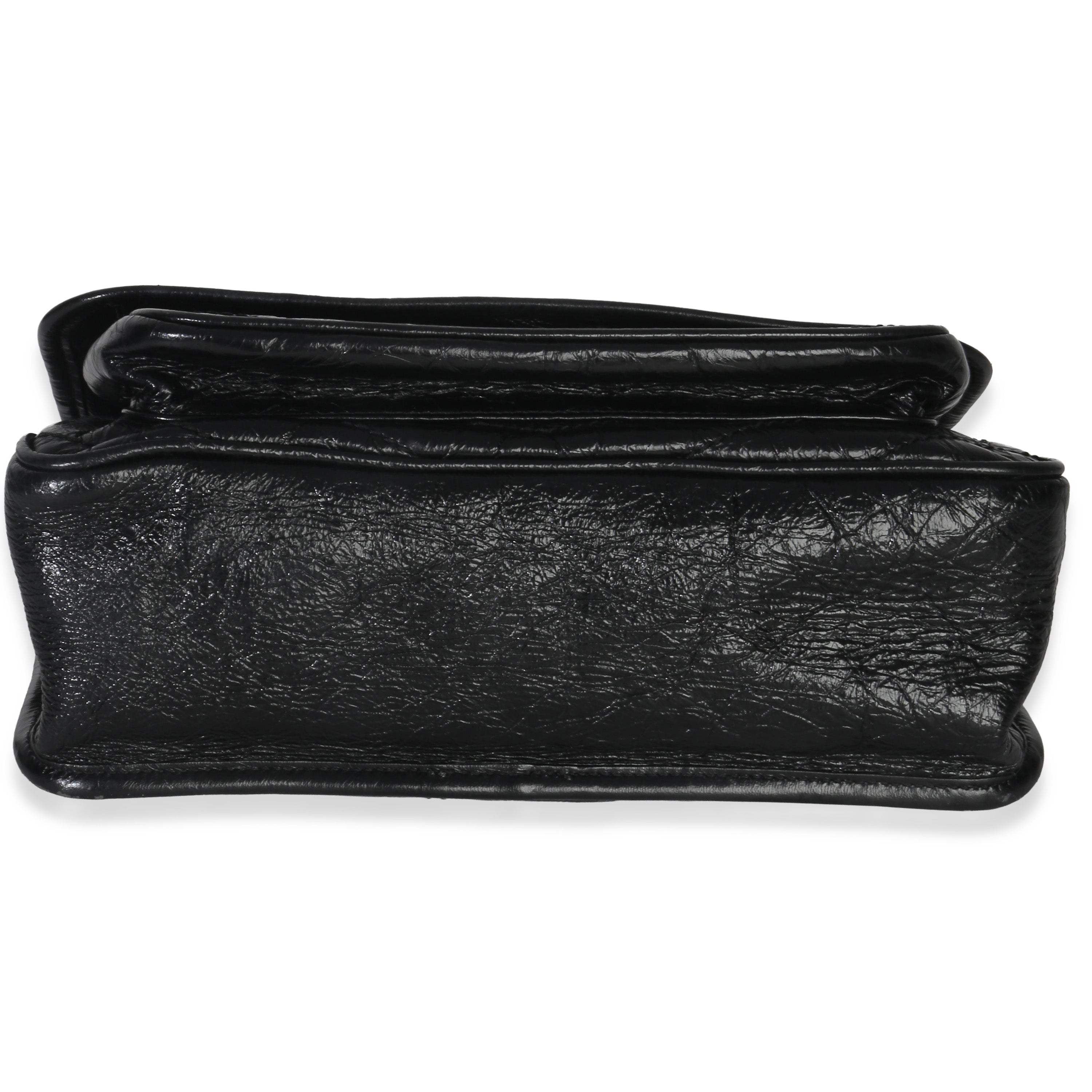 Saint Laurent Black Crinkled Calfskin Matelasse Medium Niki Chain Satchel
