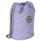 Gucci Purple Matelasse Calfskin Mini GG Marmont 2.0 Bucket Bag