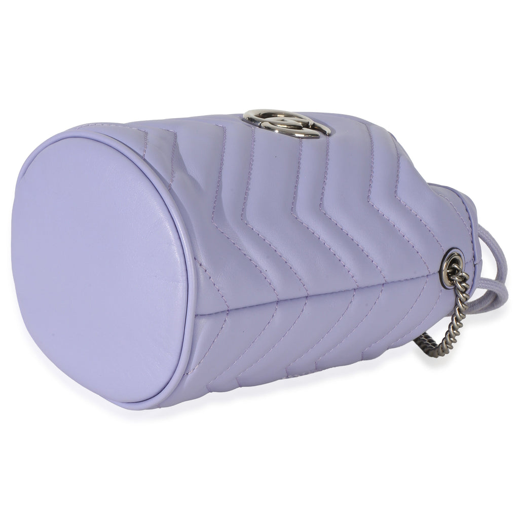Gucci Purple Matelasse Calfskin Mini GG Marmont 2.0 Bucket Bag