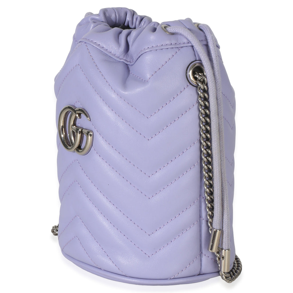 Gucci Purple Matelasse Calfskin Mini GG Marmont 2.0 Bucket Bag