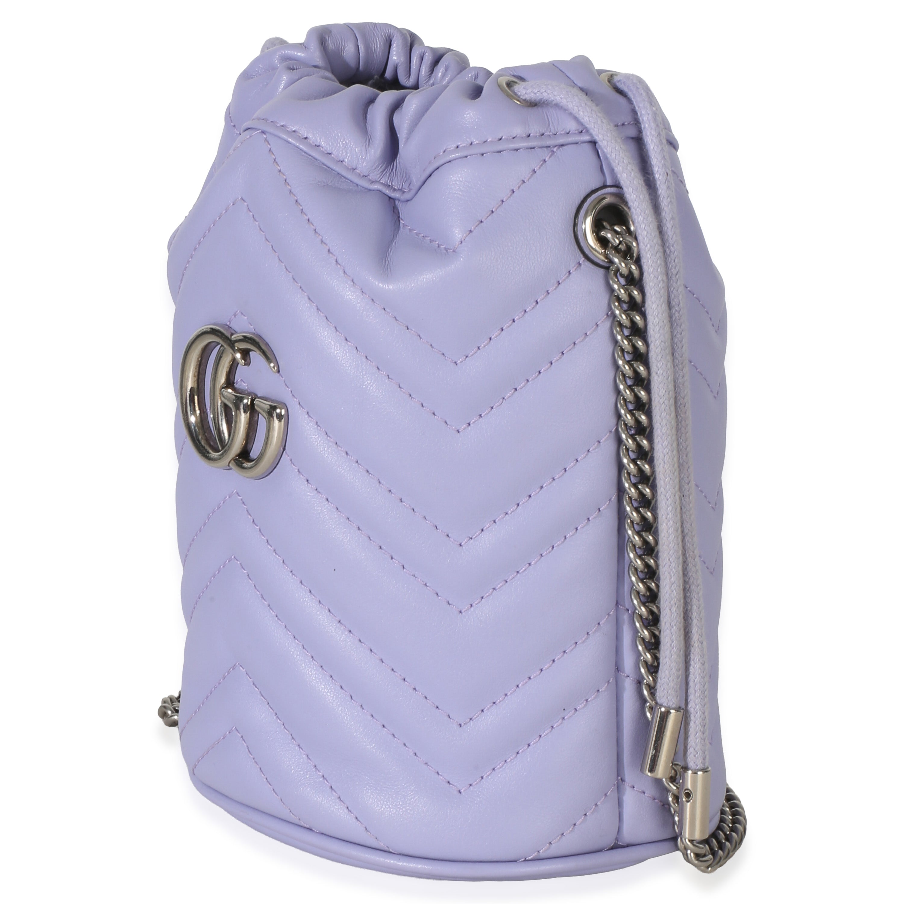 Gucci Purple Matelasse Calfskin Mini GG Marmont 2.0 Bucket Bag