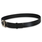 Chanel Black Crumpled Calfskin Pearl CC Buckle Belt 85/34