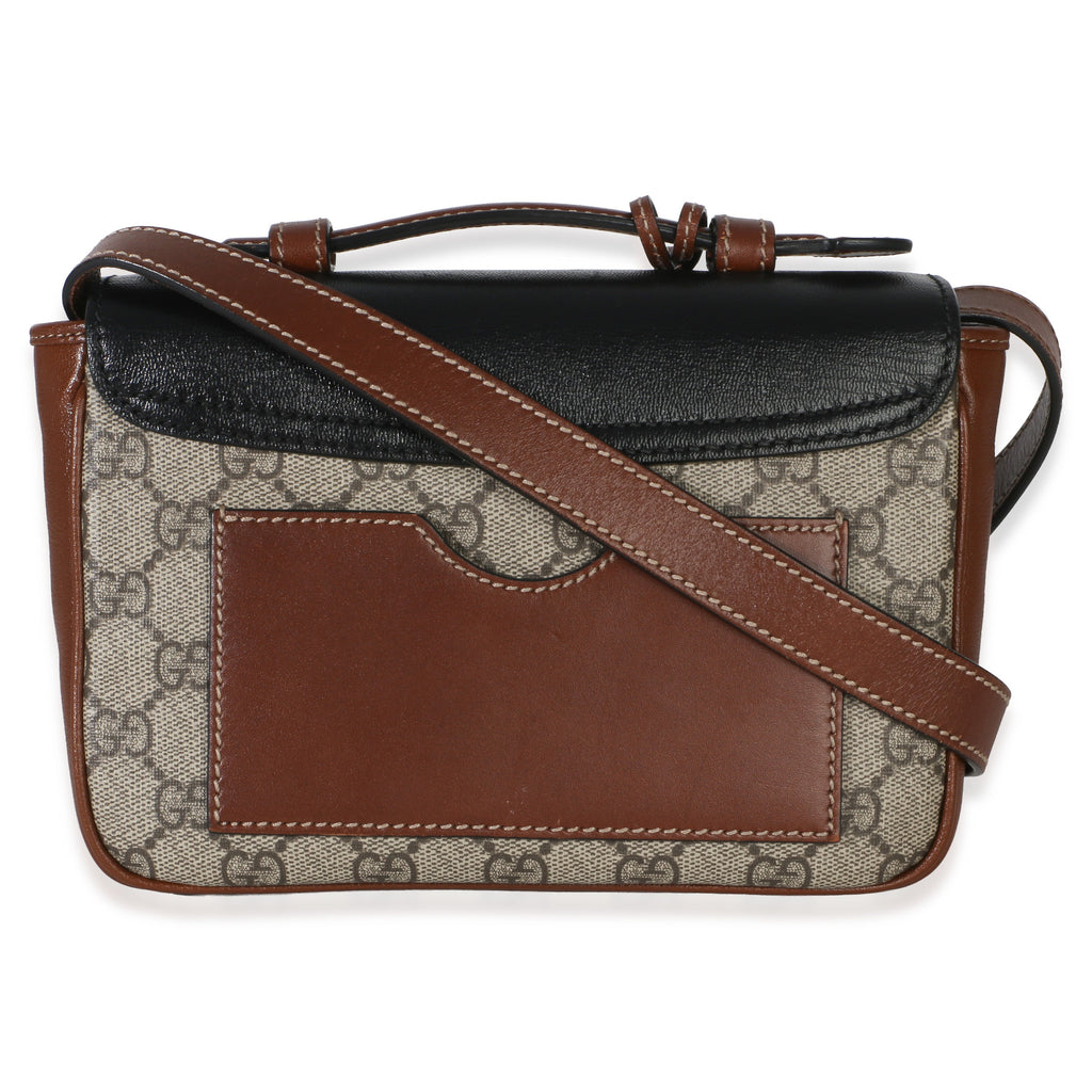 Gucci Black Ebony GG Supreme Monogram Calfskin New Sakai Mini Padlock Bag