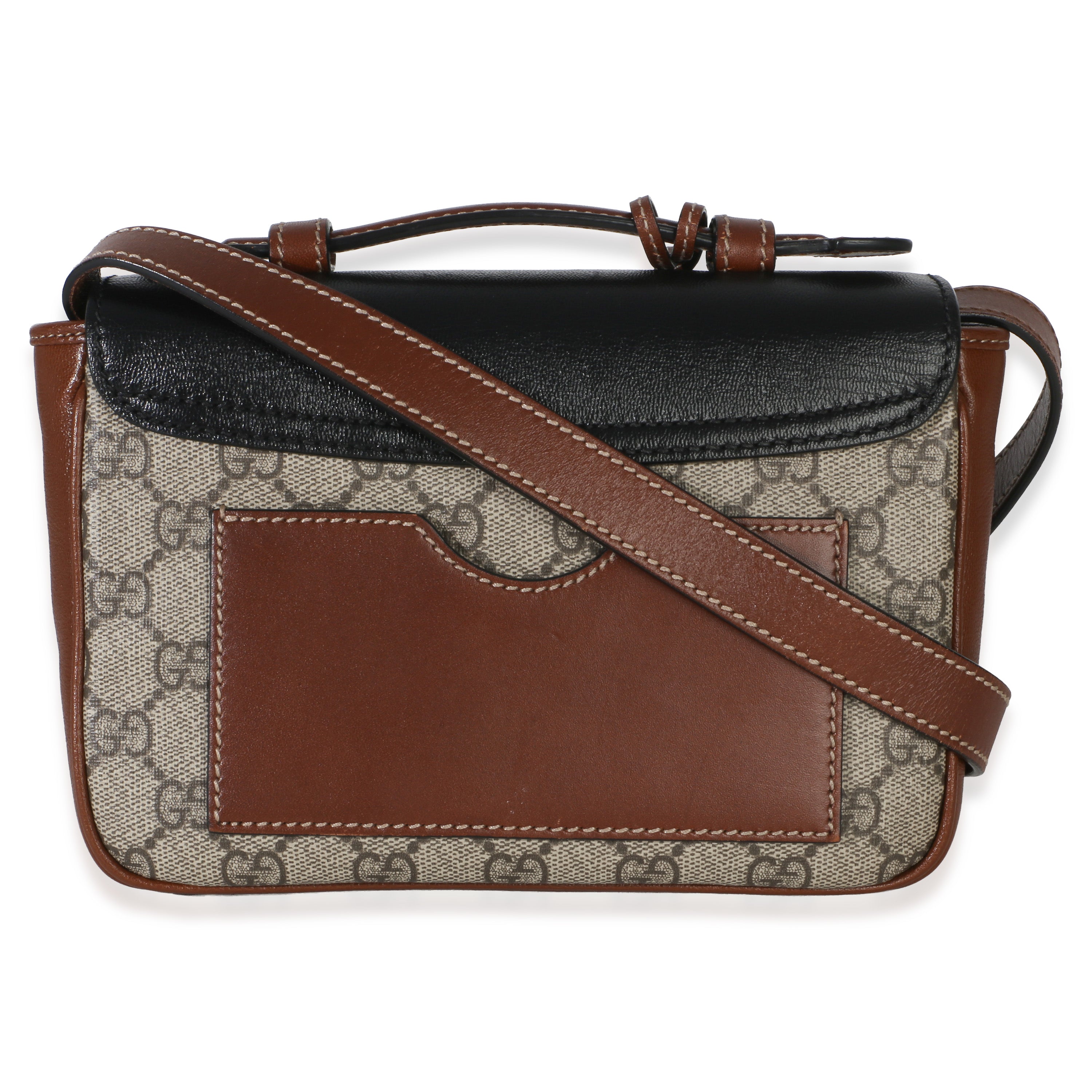 Gucci Black Ebony GG Supreme Monogram Calfskin New Sakai Mini Padlock Bag