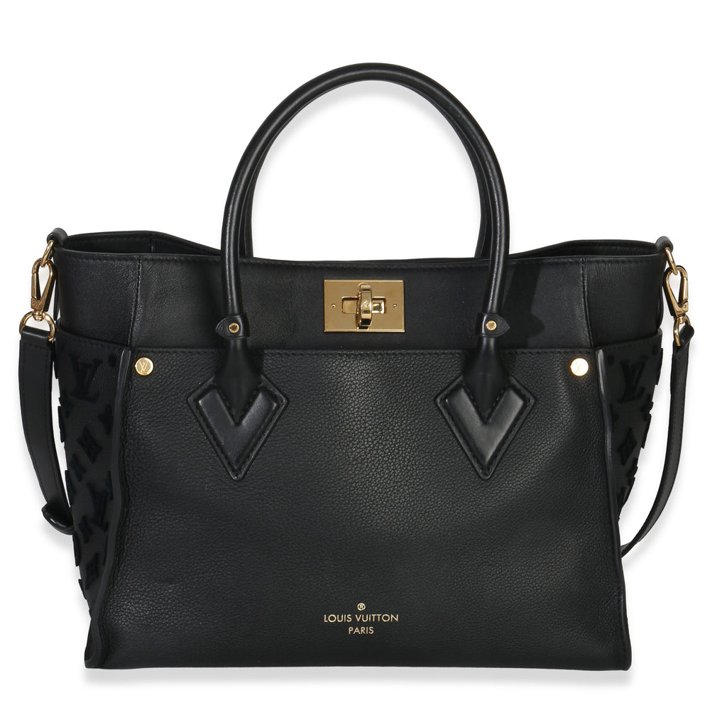 Louis Vuitton Black Calfskin Monogram Tufting On My Side MM