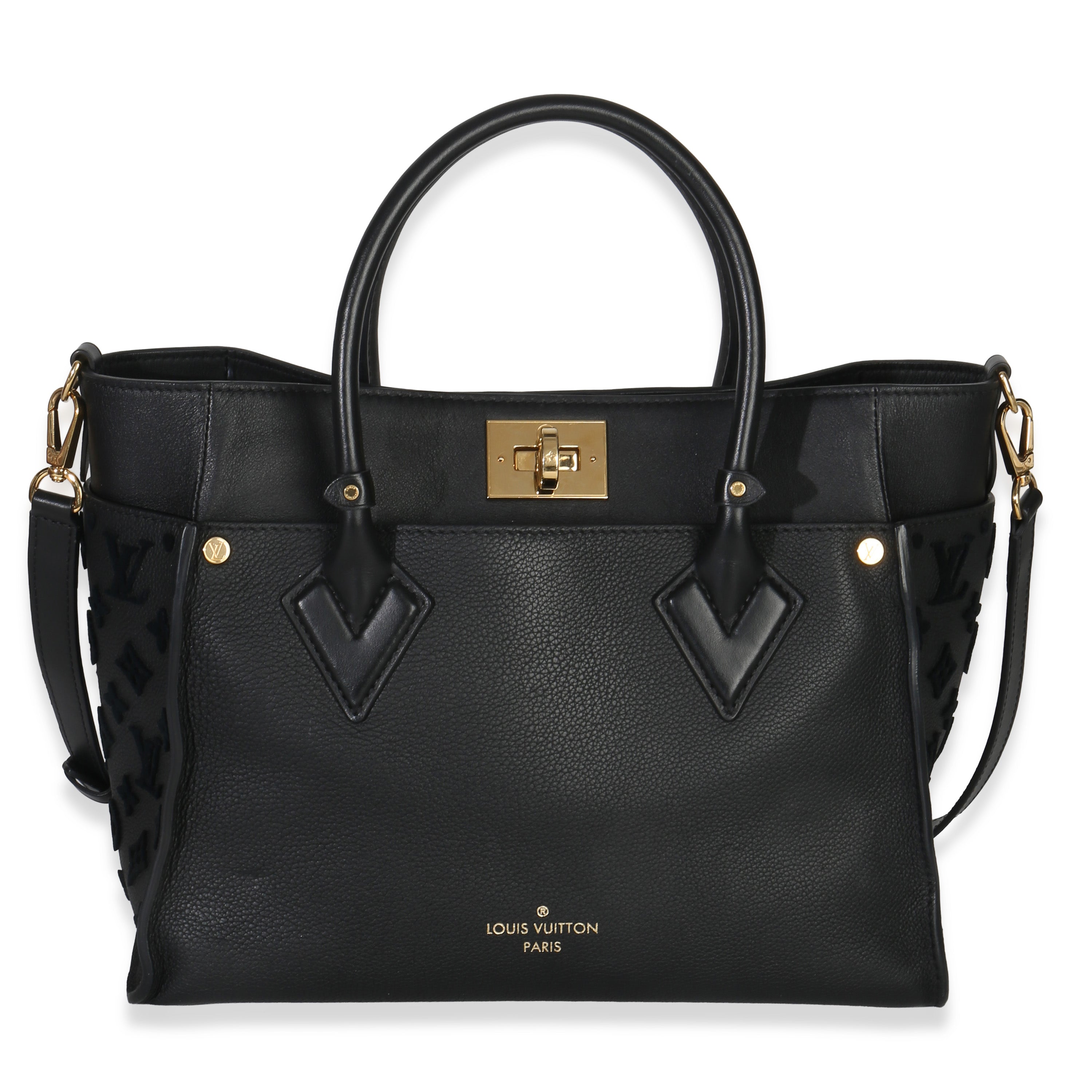 Louis Vuitton Black Calfskin Monogram Tufting On My Side MM