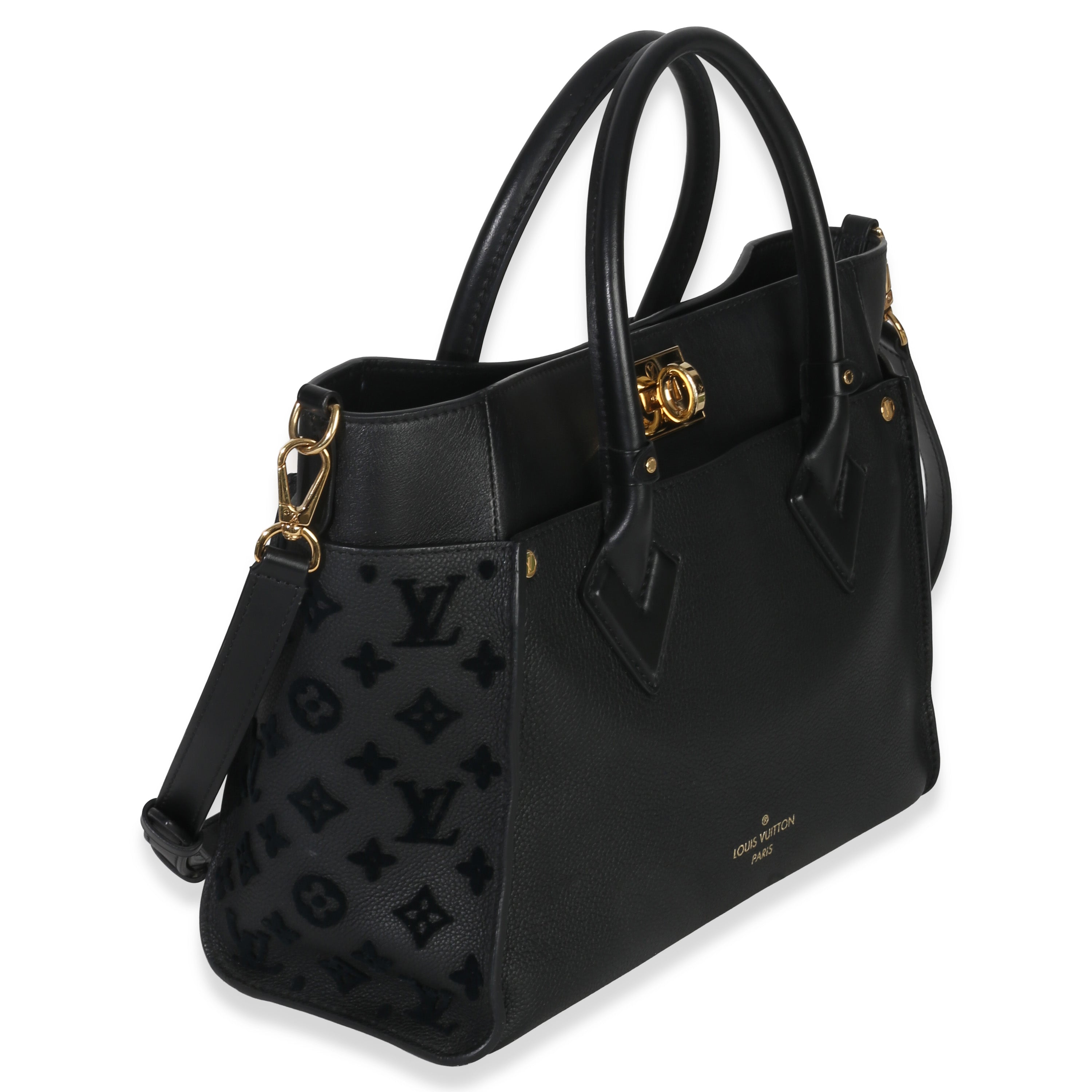 Louis Vuitton Black Calfskin Monogram Tufting On My Side MM