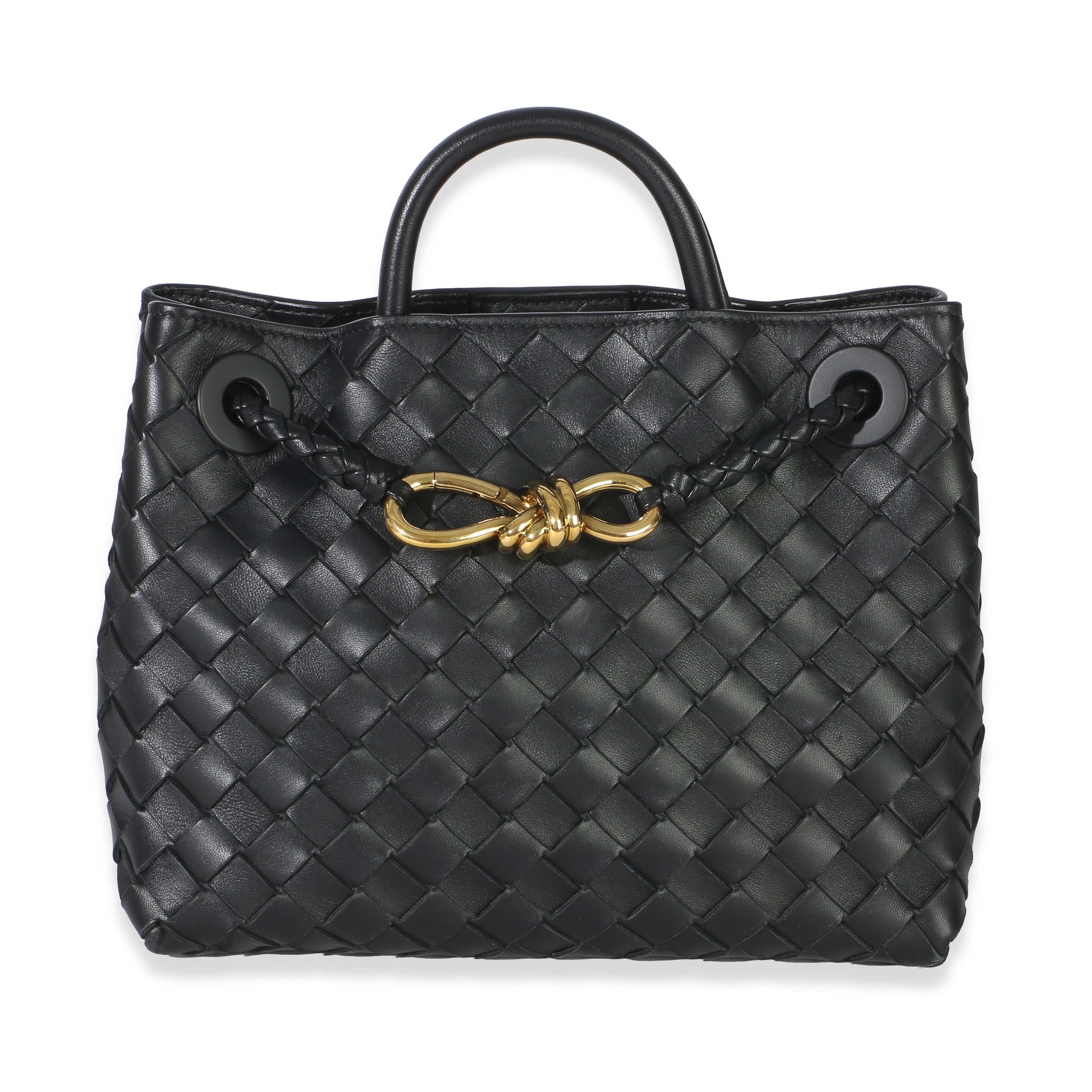Black Nappa Intrecciato Small Andiamo Bag