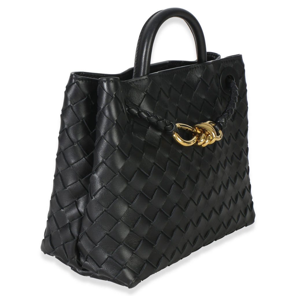 Black Nappa Intrecciato Small Andiamo Bag