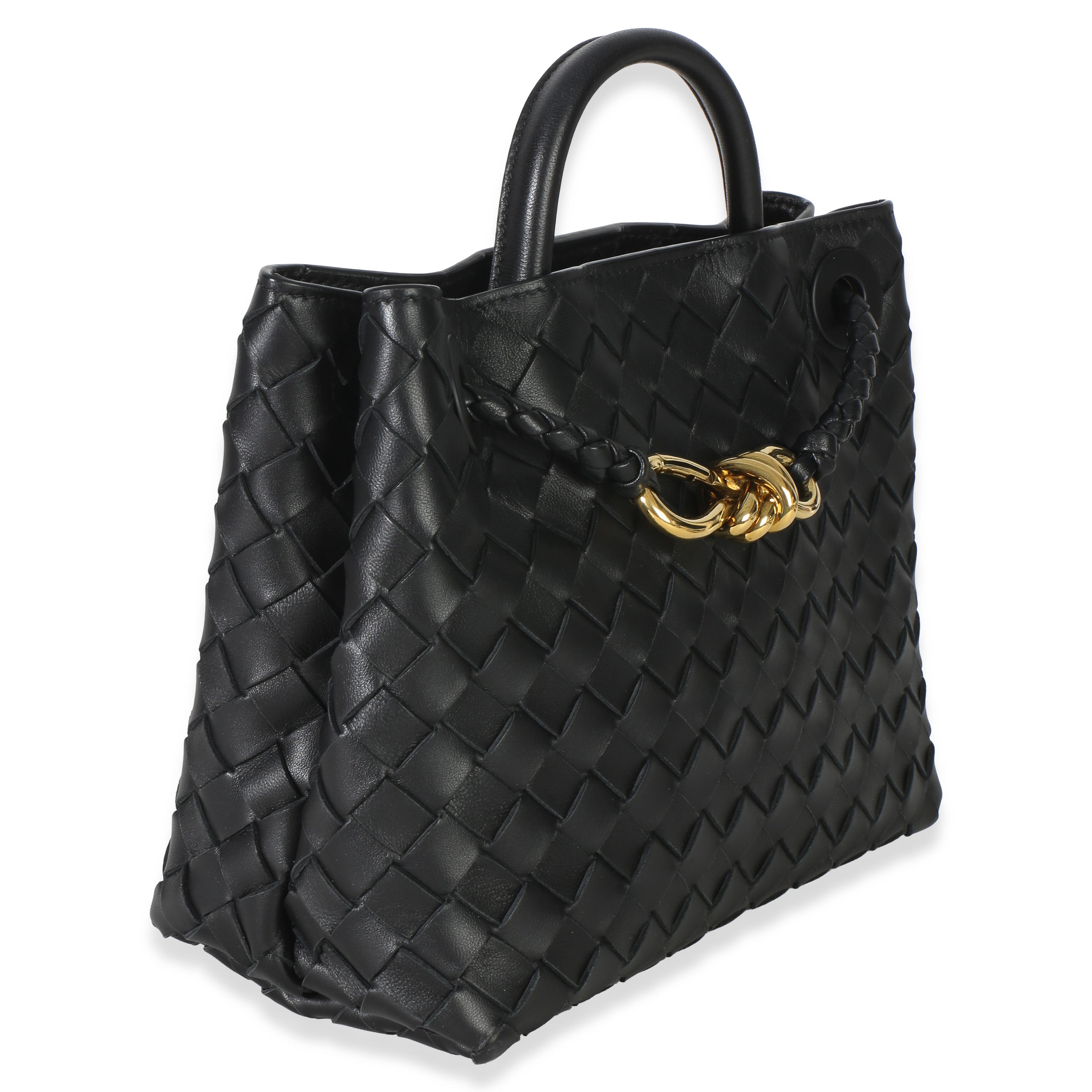 Black Nappa Intrecciato Small Andiamo Bag