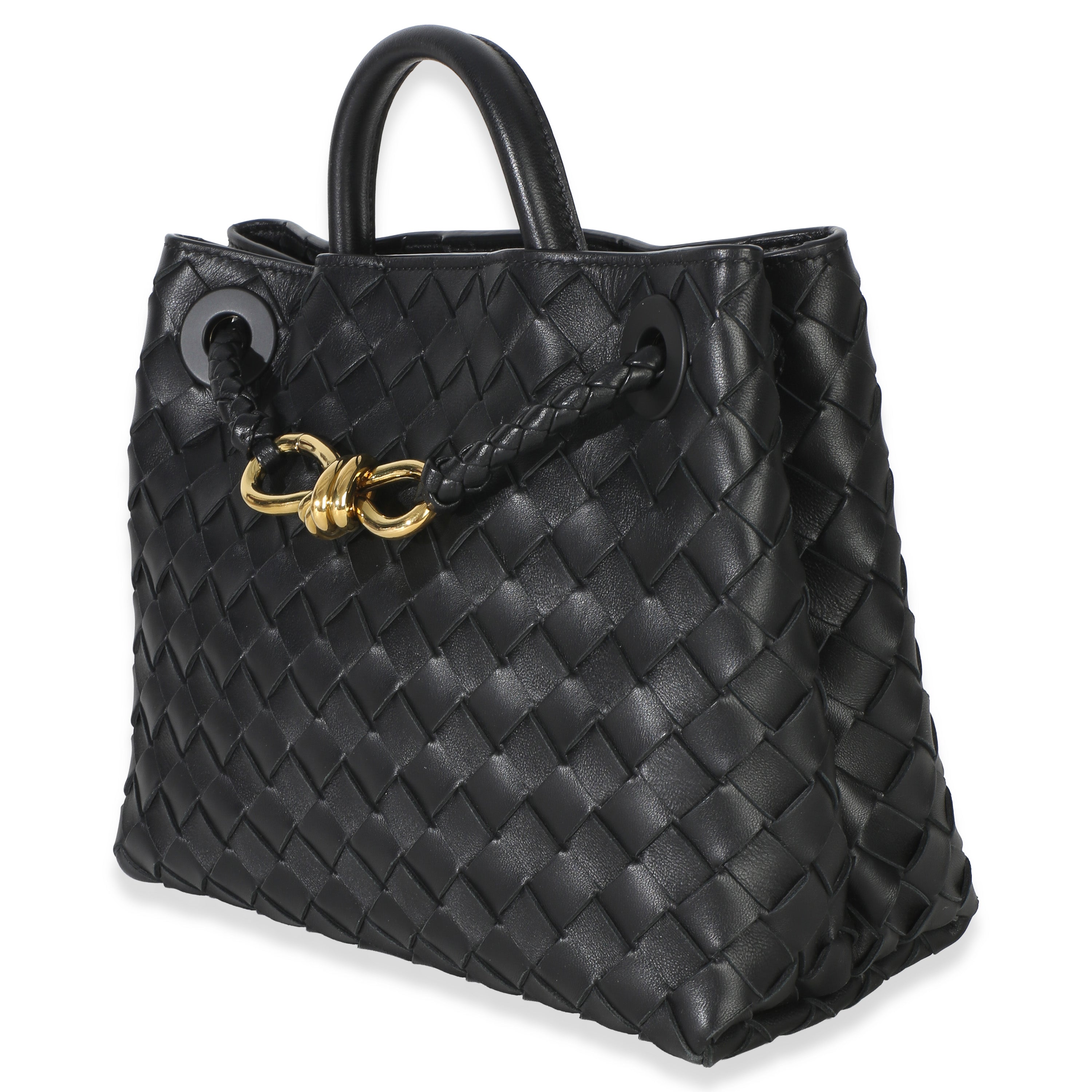 Black Nappa Intrecciato Small Andiamo Bag