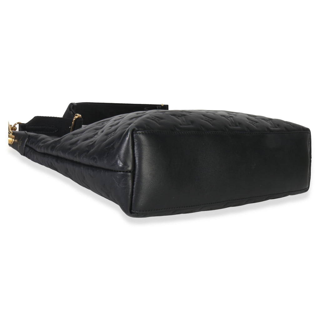 Louis Vuitton Black Monogram Embossed Lambskin Coussin MM Hobo