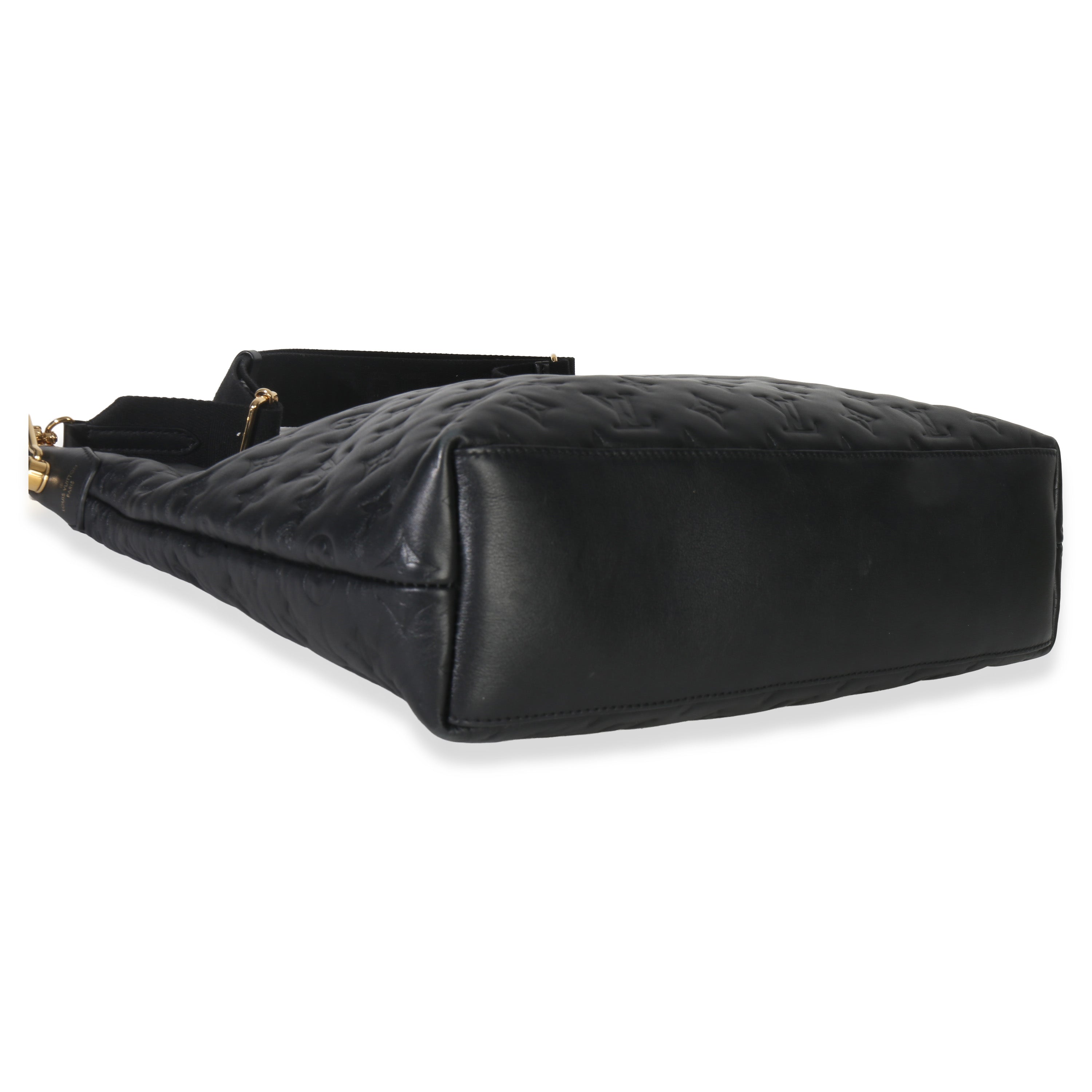Louis Vuitton Black Monogram Embossed Lambskin Coussin MM Hobo