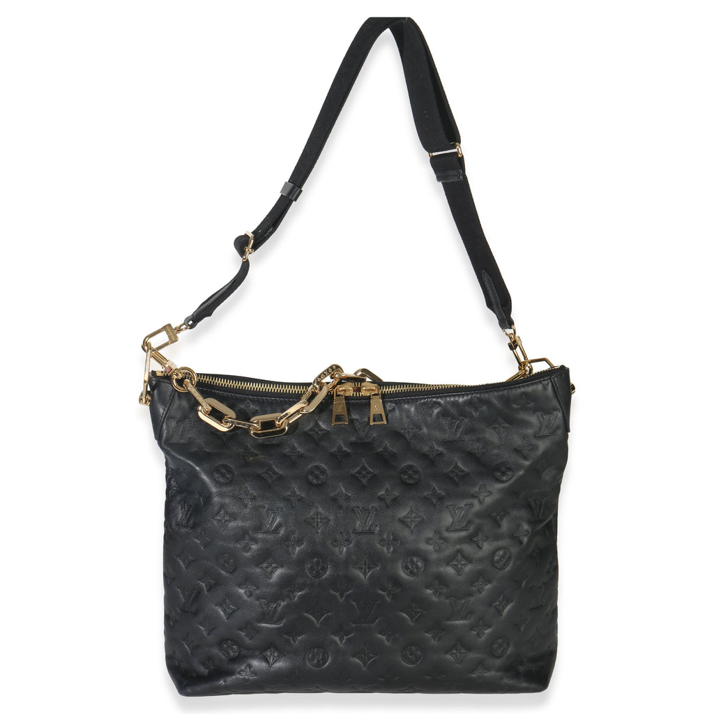 Louis Vuitton Black Monogram Embossed Lambskin Coussin MM Hobo
