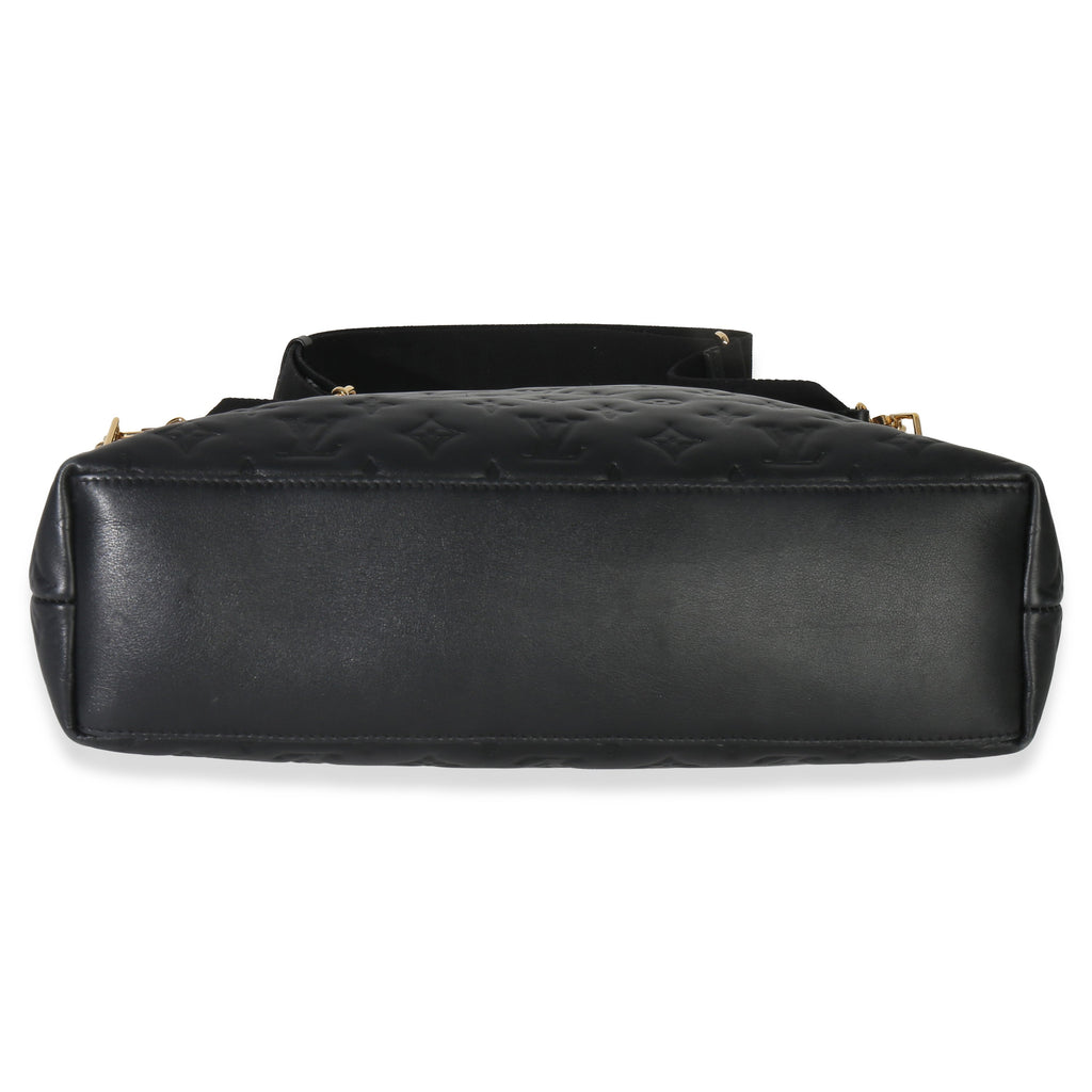Louis Vuitton Black Monogram Embossed Lambskin Coussin MM Hobo