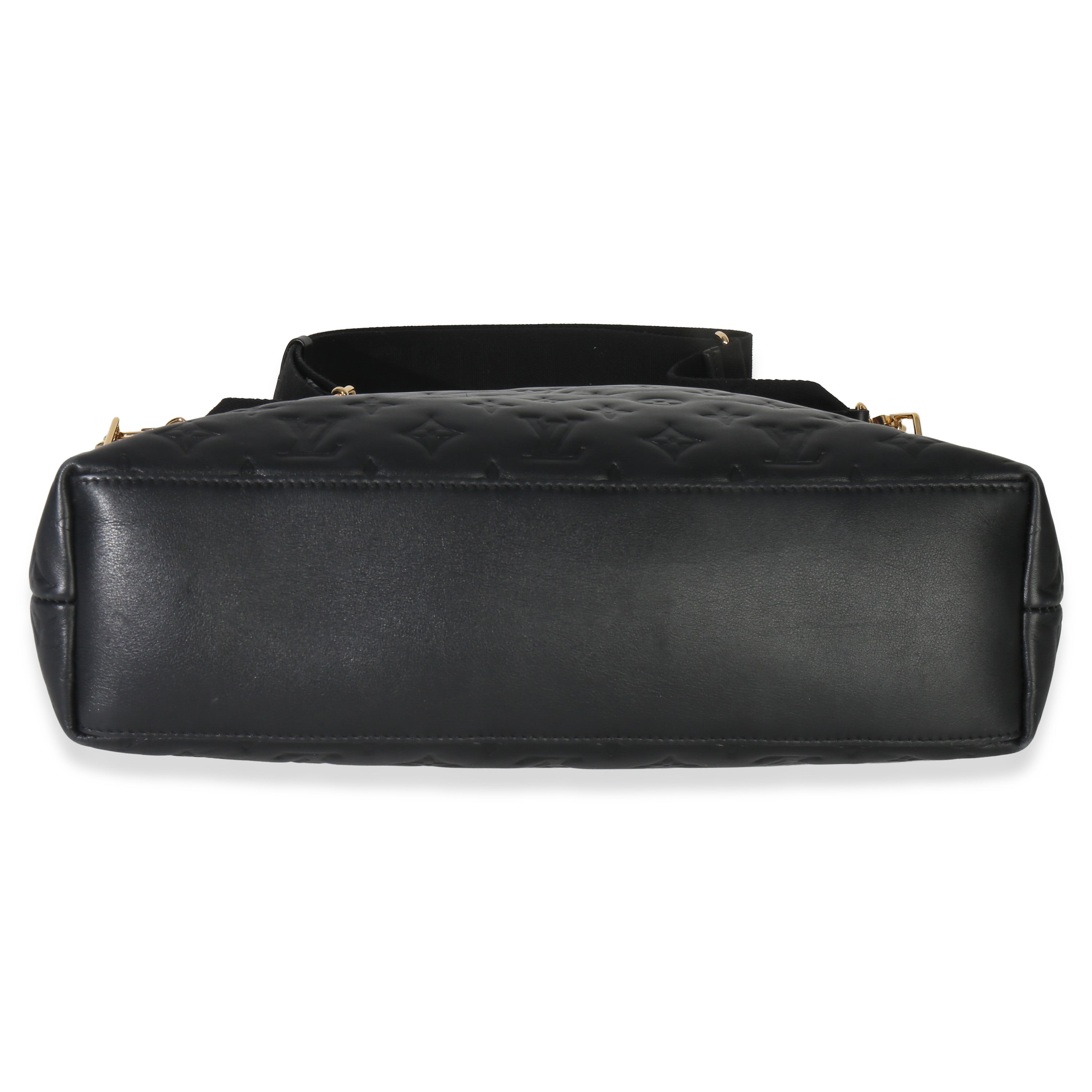Louis Vuitton Black Monogram Embossed Lambskin Coussin MM Hobo