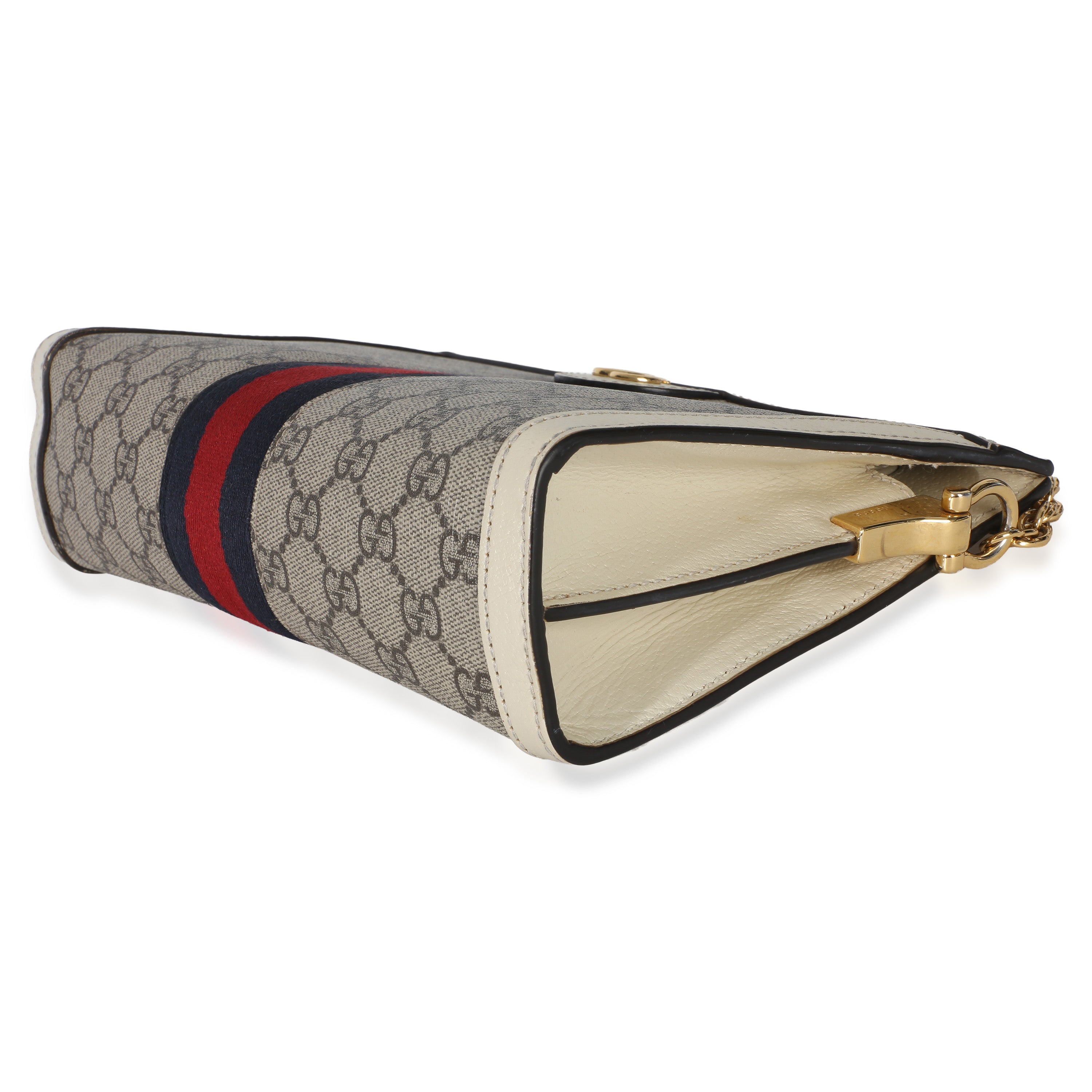 Gucci Cream GG Supreme Web Ophidia GG Small Shoulder Bag