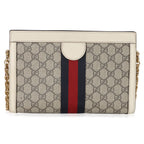 Gucci Cream GG Supreme Web Ophidia GG Small Shoulder Bag