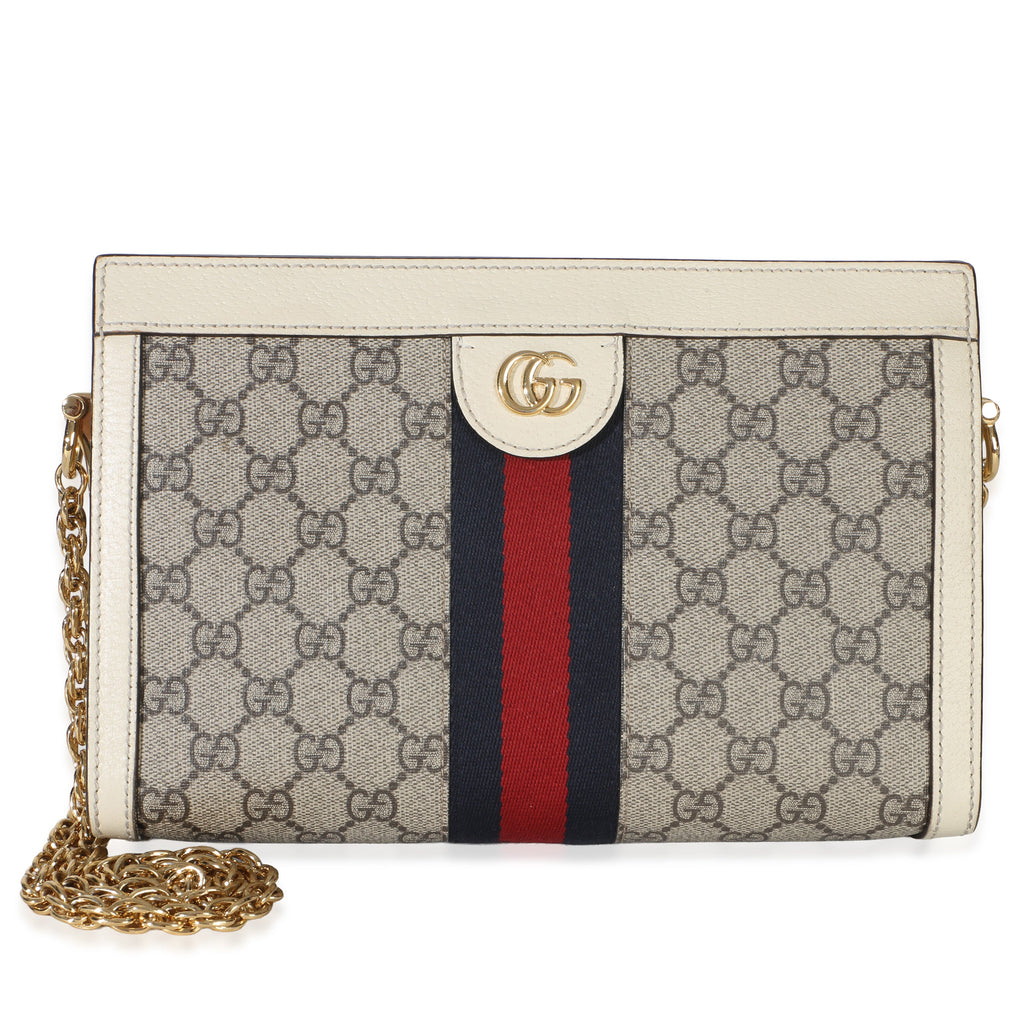 Gucci Cream GG Supreme Web Ophidia GG Small Shoulder Bag