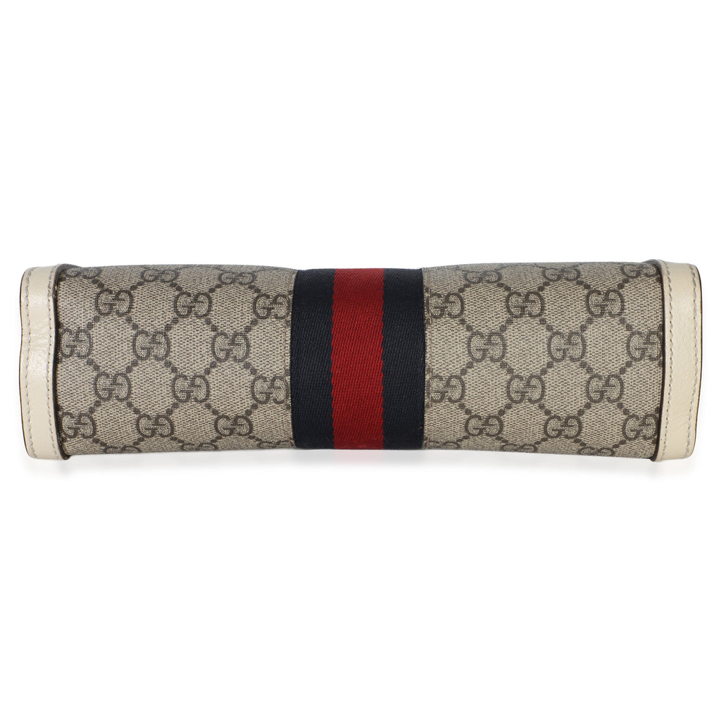 Gucci Cream GG Supreme Web Ophidia GG Small Shoulder Bag